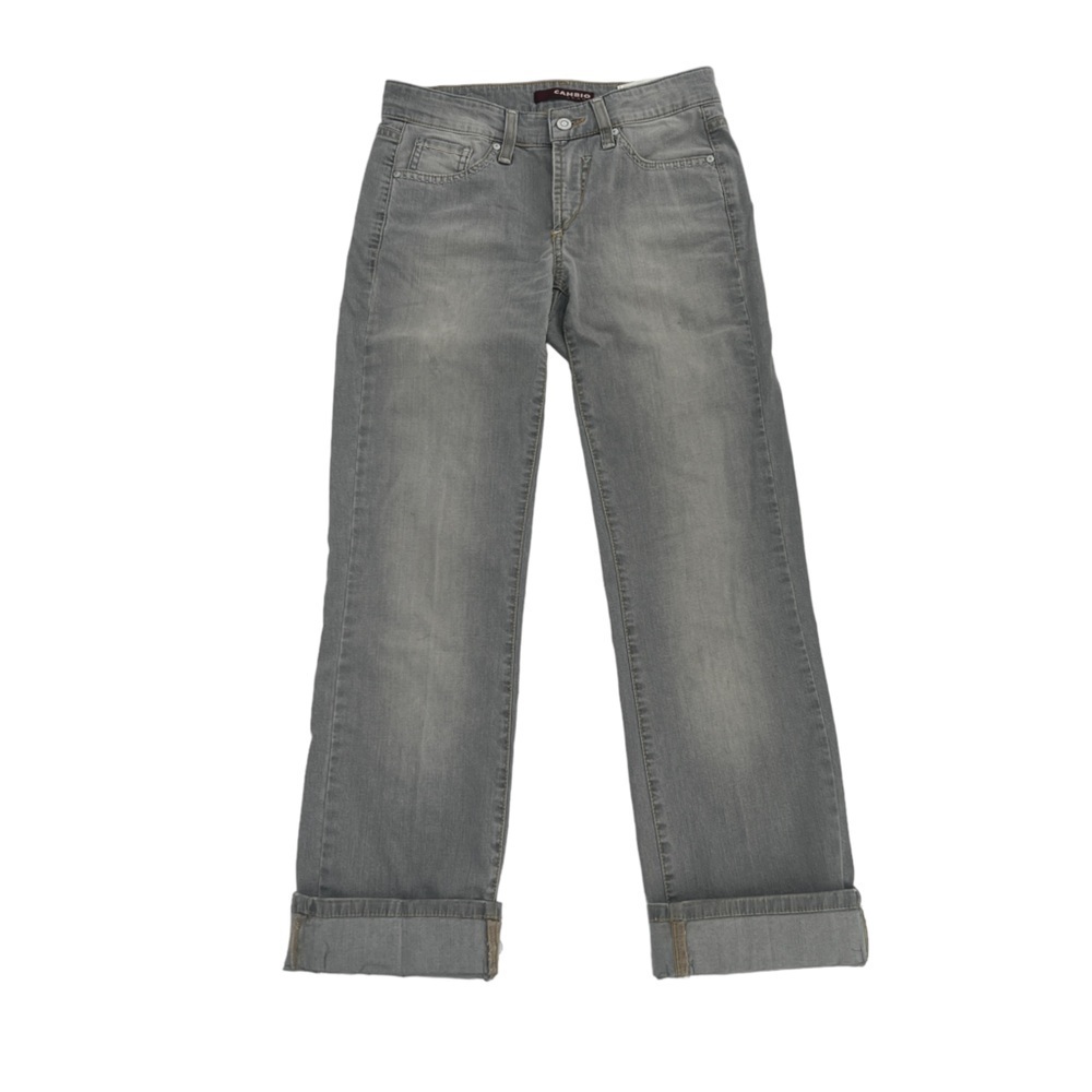 Cambio Gray Nuria Straight Leg Distressed Cuffed Hem Jeans Size 4 Women’s